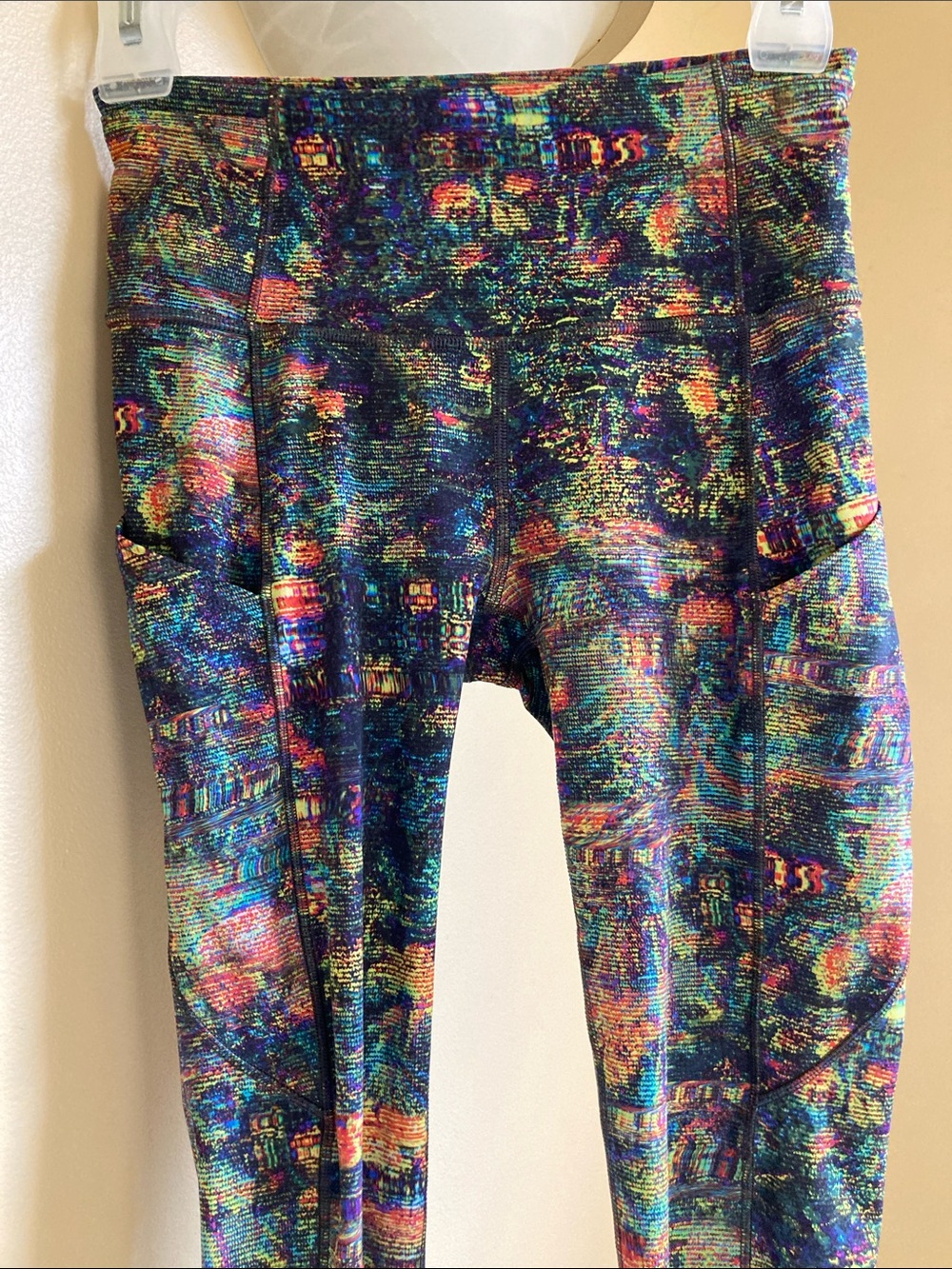 Rave Festival Lululemon 2020 rare neon print Leggings pockets drawstring 2 7/8 - Picture 2 of 7